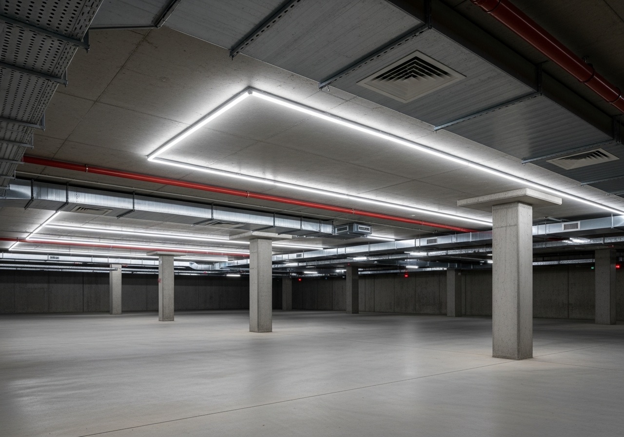 Estacionamiento subterráneo con sistema de ventilación