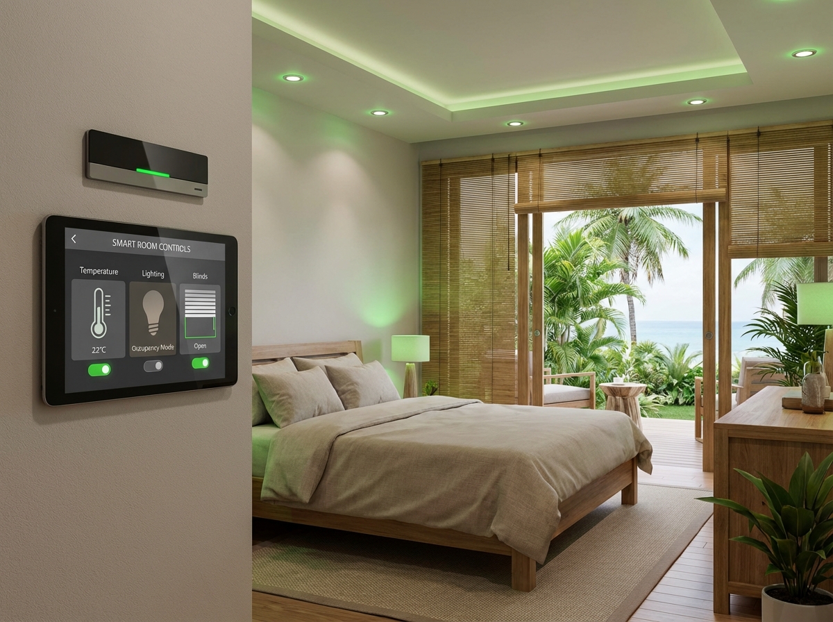 Controles inteligentes de habitaciones de hotel