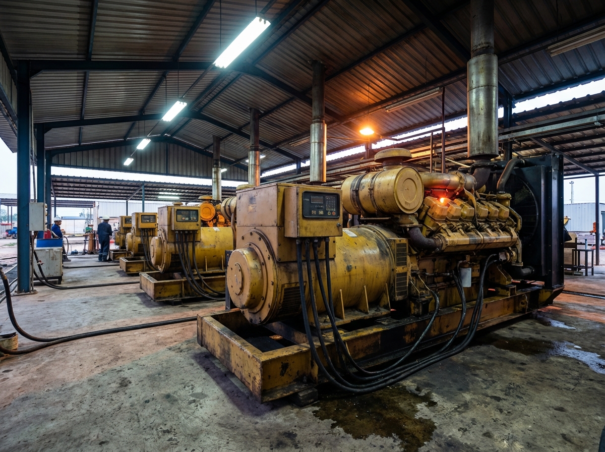 Generadores de respaldo en campamento petrolero
