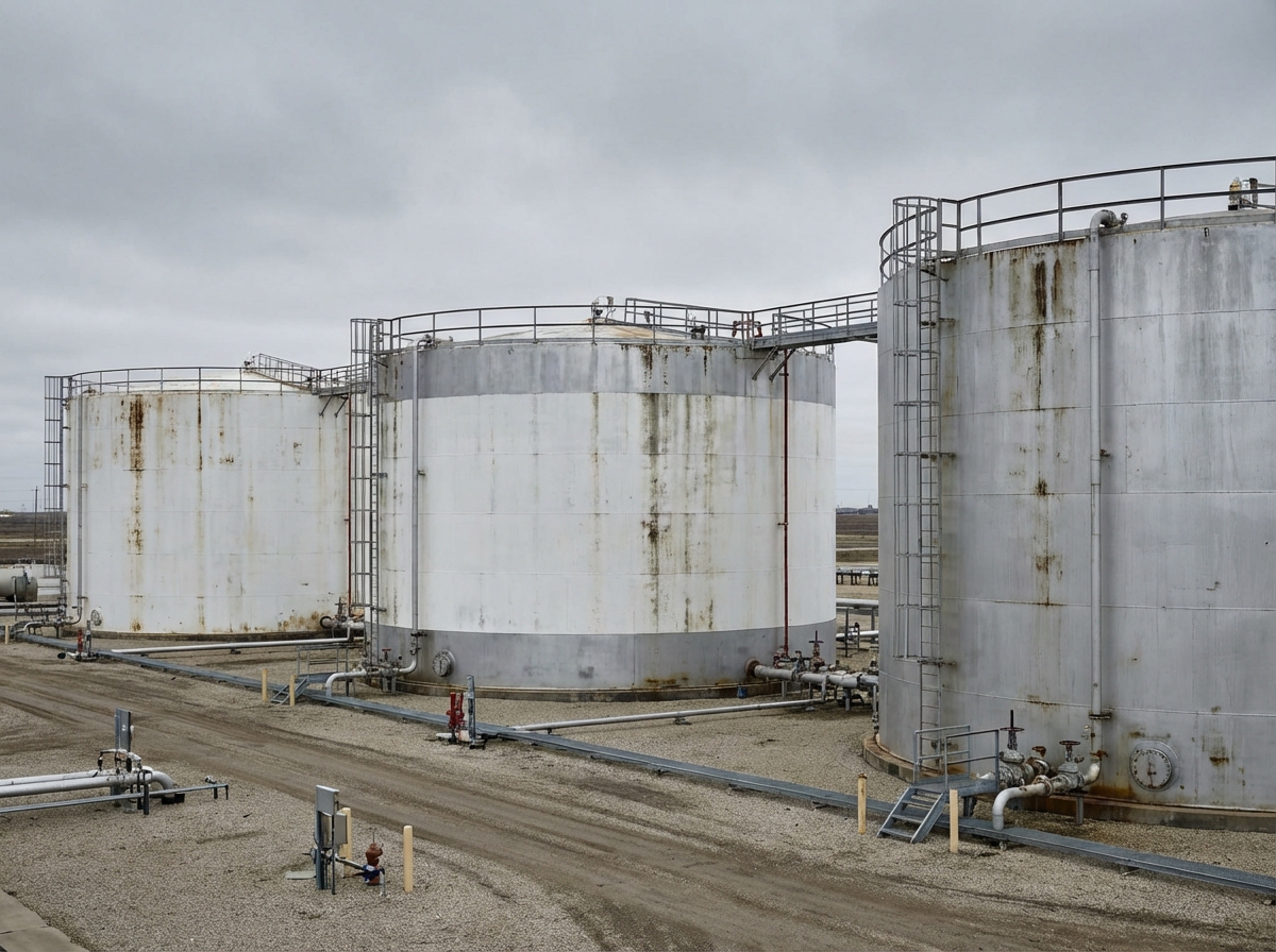 Patio de tanques de almacenamiento de crudo