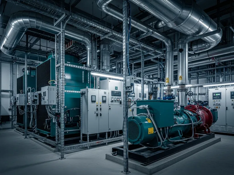 Cuarto de máquinas hospitalario con sistemas de respaldo